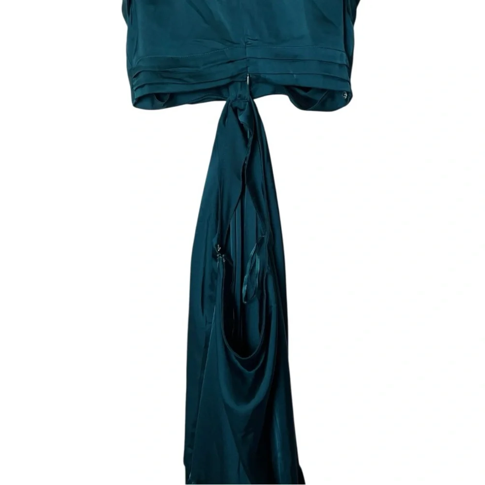 Jason Wu Satin Midi Teal Green Cutout Dress M - Picture 13 of 15